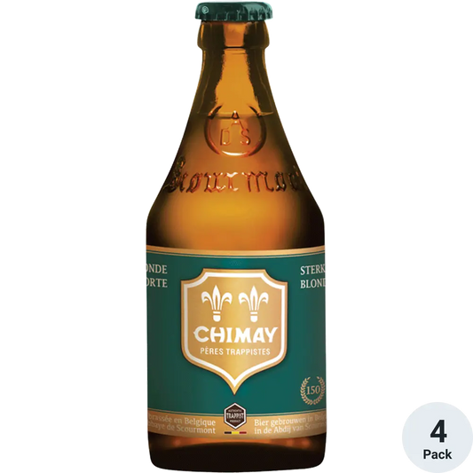 Chimay beer bottle on a white background