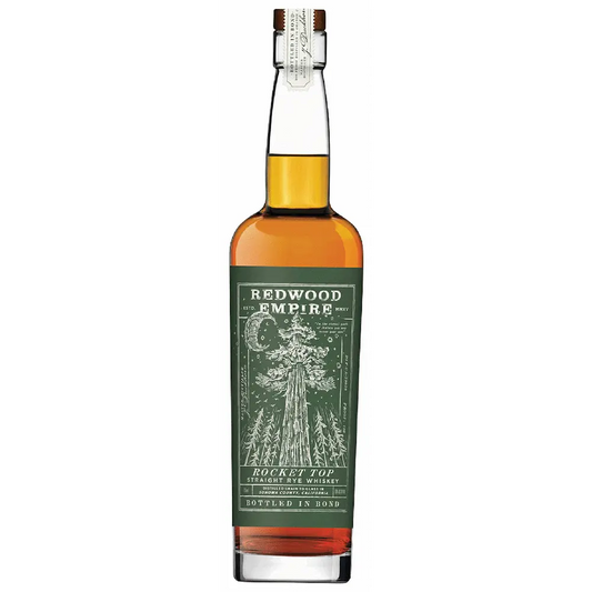 Bottle of Redwood Empire whiskey on a white background