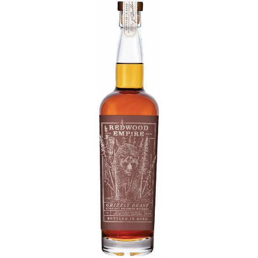 Bottle of Redwood Empire whiskey on a white background
