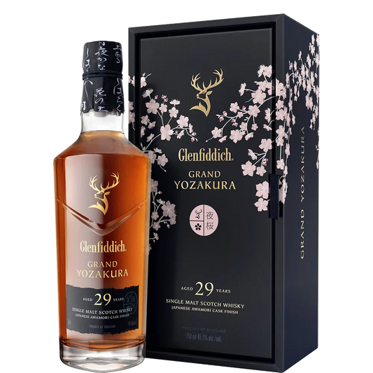 Glenfiddich Grand Yozakura whisky bottle and packaging on a white background