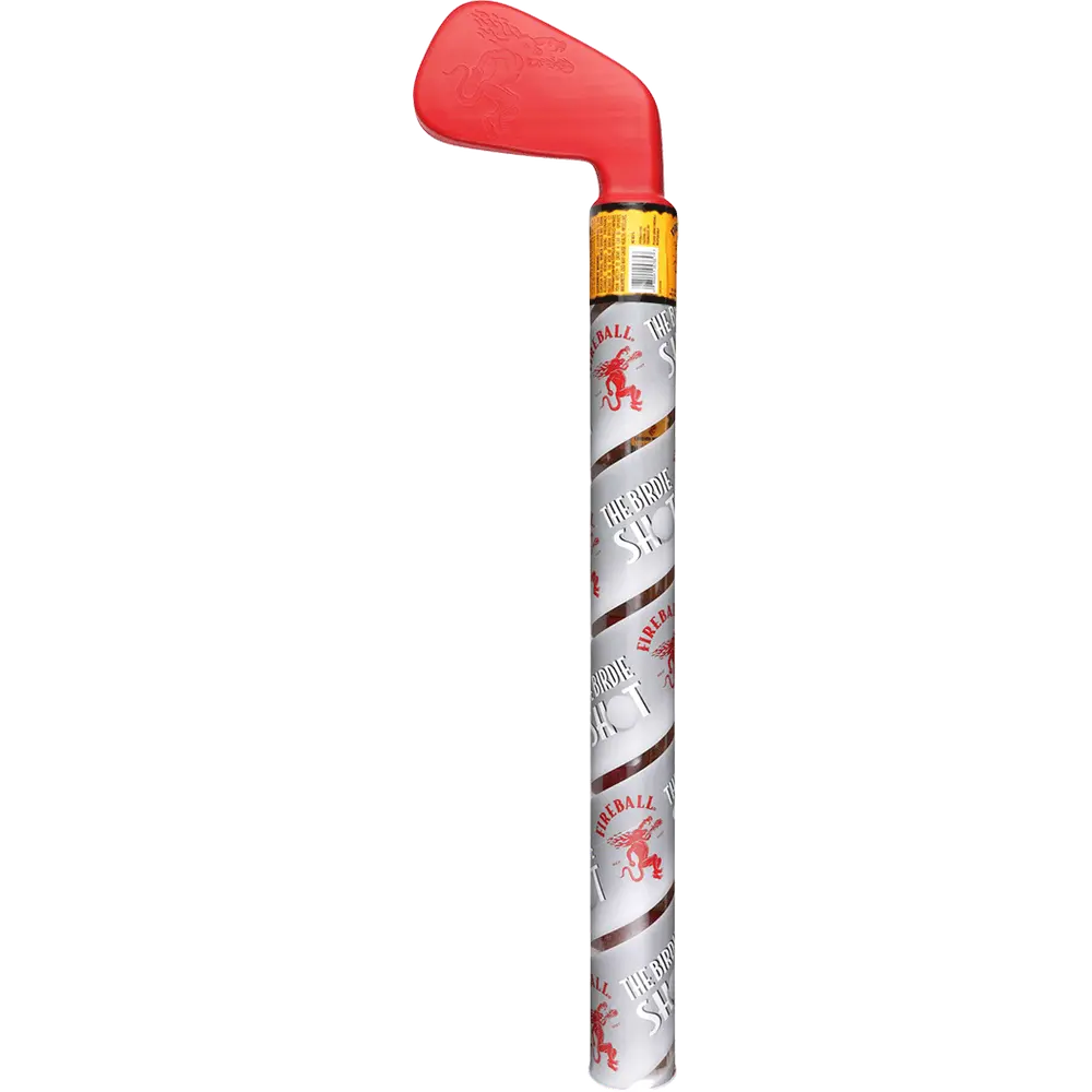 Golf club with a red head cover on a white background