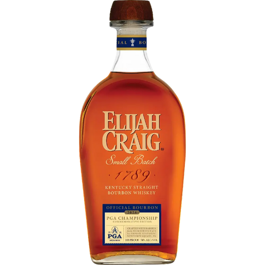 Bottle of Elijah Craig bourbon whiskey on a white background