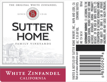 Sutter Home White Zinfandel Wine 187 Ml 4-pack