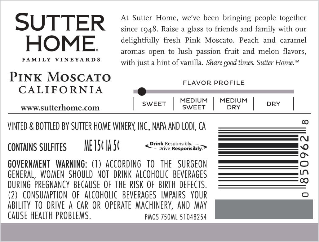 Sutter Home Pink Moscato Wine 187 Ml 4-pack