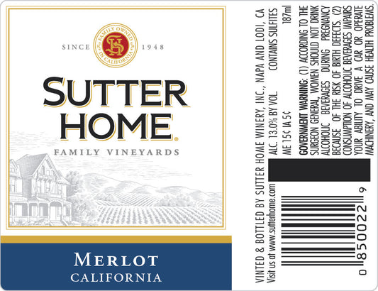 Sutter Home Merlot Red Wine 187 Ml 4-pack