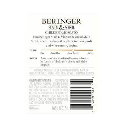 Beringer Main & Vine Red Moscato 750ml