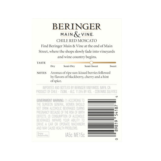 Beringer Main & Vine Red Moscato 750ml