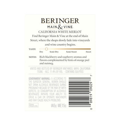 Beringer Main & Vine White Merlot 750ml