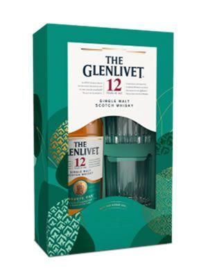 Glenlivet Scotch Single Malt Gft Pk W/2 Rock Glasses 12yr 750ml