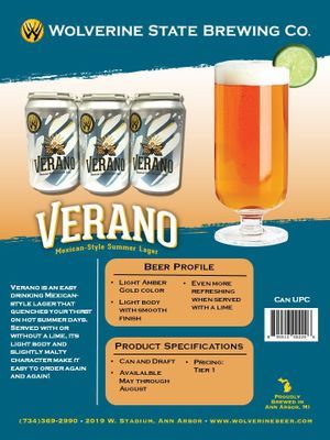 Wolverine State Verano Lager 6 Pk