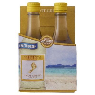 Barefoot Cellars Pinot Grigio White Wine 4 Single Serve 187ml Bottles