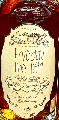 J. Mattingly Fryeday The 13th Private Barrel Small Batch Rye