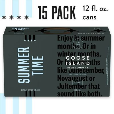 Goose Island Summertime Kolsch Craft Beer, 15 Pack Beer, 12 FL OZ Cans, 5% ABV