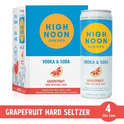 High Noon Grapefruit Vodka Hard Seltzer 4 Single Serve 355ml Cans