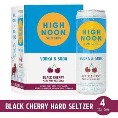 High Noon Black Cherry Vodka Hard Seltzer 4 Single Serve 355ml Cans