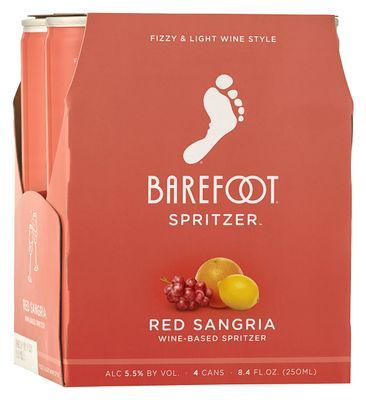 Barefoot Spritzer Sangria Red Wine 4 Single Serve 250ml Cans