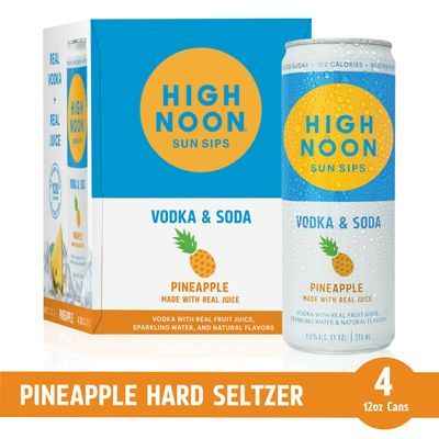 High Noon Pineapple Vodka Hard Seltzer 4 Single Serve 355ml Cans
