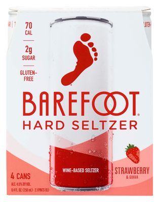 Barefoot Wine Hard Seltzer Strawberry & Guava 4 Single Serve 250ml Cans