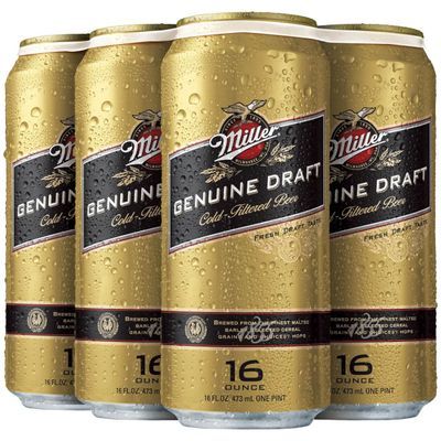 Miller Genuine Draft Beer, American Lager, 6 Pack Beer, 16 fl. oz. Cans, 4.6% ABV