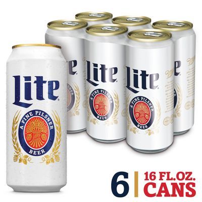 Miller Lite Lager Beer, Light Beer, Beer 6 Pack, 16 FL OZ Cans, 4.2% ABV