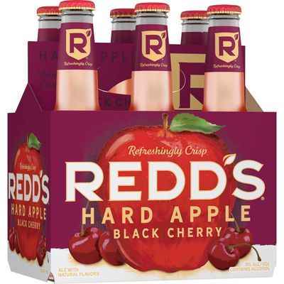 Redd's Hard Apple Black Cherry Ale Beer, 6 Pack, 12 fl. oz. Bottles, 5% ABV