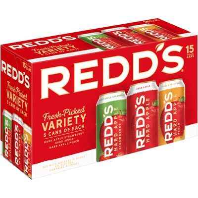Redd's Hard Apple Variety Pack Ale Beer, 15 Pack, 12 fl. oz. Cans, 5% ABV