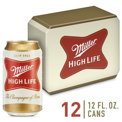 Miller High Life American Lager Beer, Beer 12 Pack, 12 FL OZ Cans, 4.6% ABV