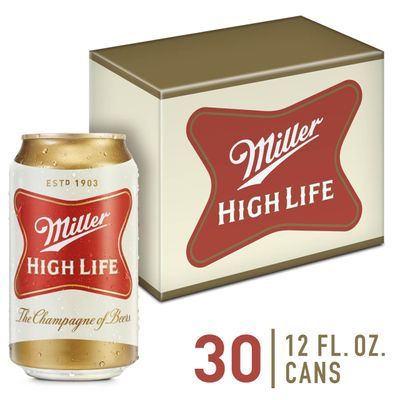 Miller High Life American Lager Beer, Beer 30 Pack, 12 FL OZ Cans, 4.6% ABV