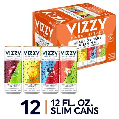 Vizzy Gluten Free Hard Seltzer Variety Pack, Seltzer 12 Pack, 12 FL OZ Slim Cans, 5% ABV