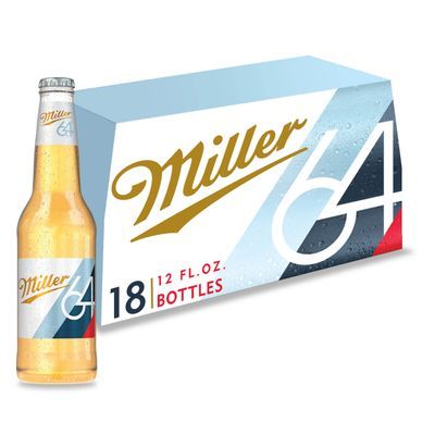 Miller 64 Beer, Extra Light Lager, 18 Pack Light Beer, 12 fl. oz. Bottles, 2.8% ABV