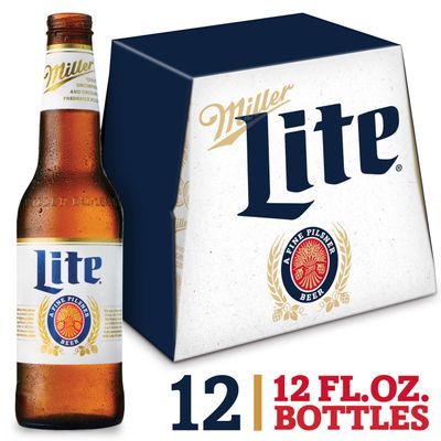 Miller Lite Lager Beer, Light Beer, Beer 12 Pack, 12 FL OZ Bottles, 4.2% ABV