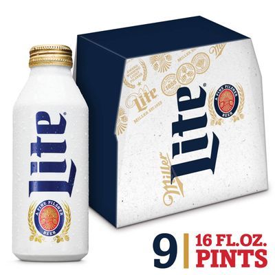 Miller Lite Lager Beer, Light Beer, Beer 9 Pack, 16 FL OZ Bottles, 4.2% ABV