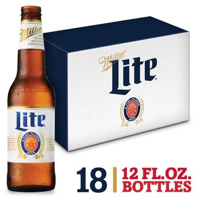 Miller Lite Lager Beer, Light Beer, Beer 18 Pack, 12 FL OZ Bottles, 4.2% ABV