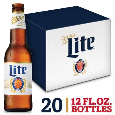 Miller Lite Lager Beer, Light Beer, Beer 20 Pack, 12 FL OZ Bottles, 4.2% ABV