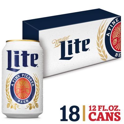 Miller Lite Lager Beer, Light Beer, Beer 18 Pack, 12 FL OZ Cans, 4.2% ABV