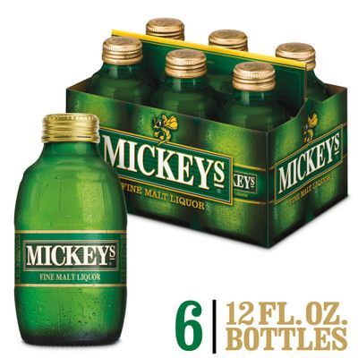 Mickeys Fine Malt Liquor Ale Beer, 6 Pack, 12 fl. oz. Bottles, 5.6% ABV