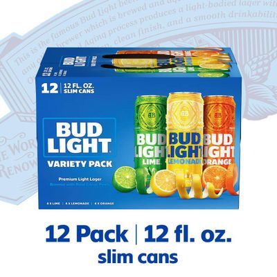 Bud Light Lime, Lemonade & Orange Beer Variety Pack, 12 Pack Beer, 12 FL OZ Cans, 5% ABV