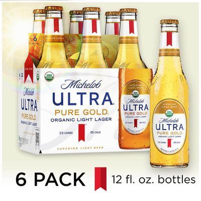 Michelob Ultra Pure Gold Organic Light Lager, 6 Pack Beer