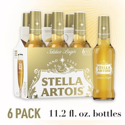 Stella Artois Solstice Lager, 6 Pack 11.2 fl. oz. Bottles, 4.5% ABV