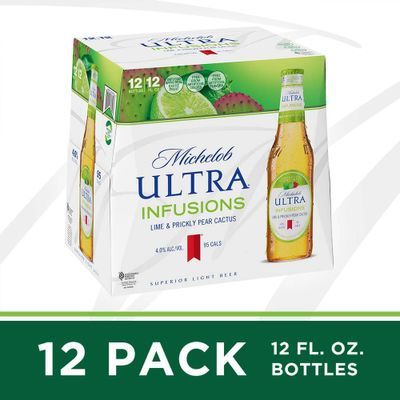 Michelob ULTRA Infusions Lime & Prickly Pear Cactus Light Beer, 12 Pack Beer, 12 FL OZ Bottles, 4% ABV