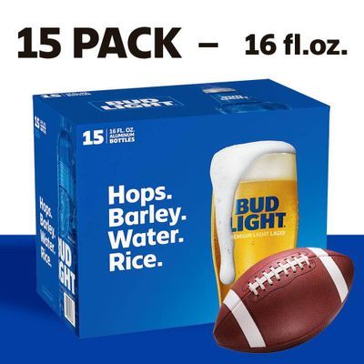 Bud Light Beer, 15 Pack Beer, 16 FL OZ Bottles, 4.2% ABV