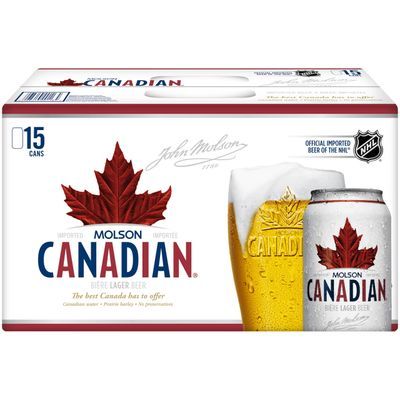 Molson Canadian Lager Beer, 15 Pack, 12 fl. oz. Cans, 5% ABV