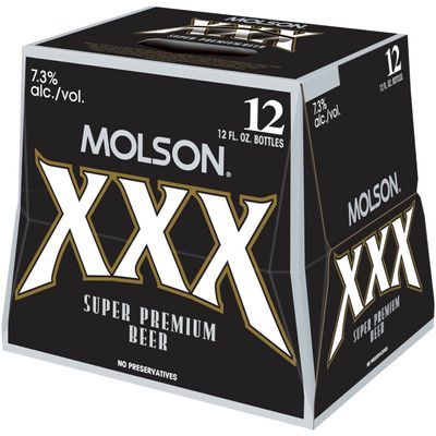 Molson XXX Super Premium Beer, Lager Beer, 12 Pack, 12 fl. oz. Bottles, 7.3% ABV