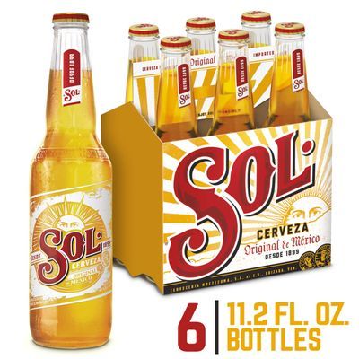 Sol Cerveza Mexican Beer, Import Beer, Beer 6 Pack, 11.15 FL OZ Bottles, 4.5% ABV