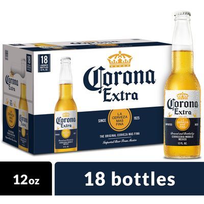 Corona Extra Mexican Lager Beer, 18 pk 12 fl oz Bottles, 4.6% ABV