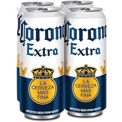 Corona Extra Mexican Import Beer, 4 Pack, 16 fl oz Cans, 4.6% ABV