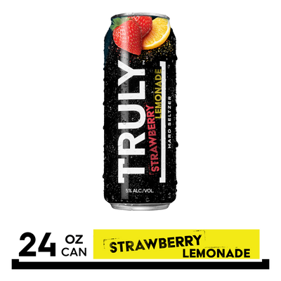 TRULY Hard Seltzer Strawberry Lemonade 24oz beer can, Gluten Free, Light