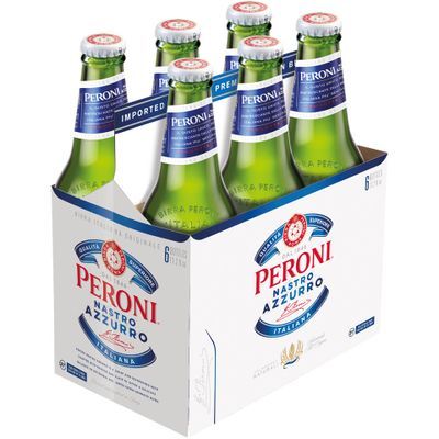 Peroni Nastro Azzurro Lager Beer, Import Beer, Beer 6 Pack, 11.2 FL OZ Bottles, 5.1% ABV