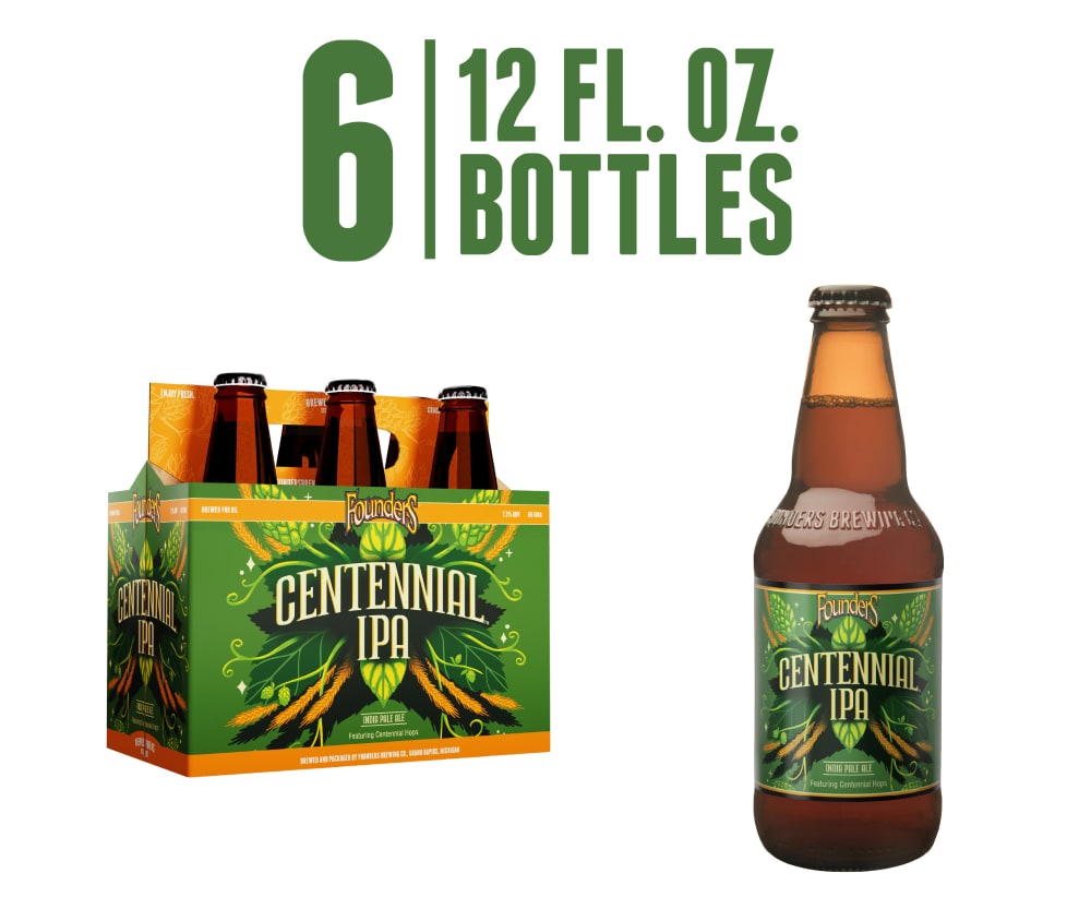 Founders Centennial IPA six-pack of 12 oz glass bottles