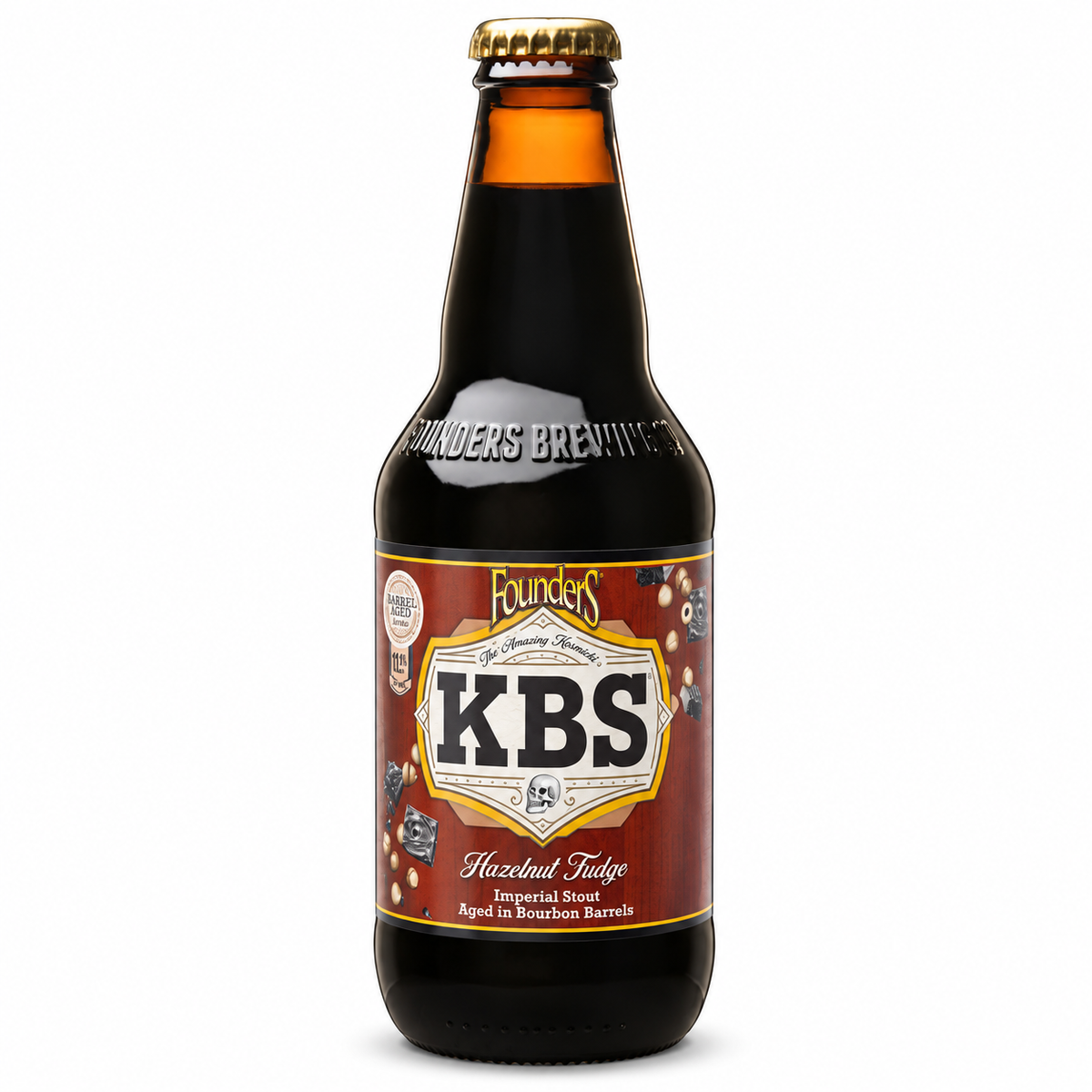 Founders KBS Hazelnut Fudge single 12 oz bottle on white background